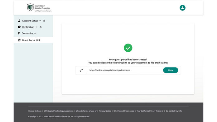 account confirmation screenshot