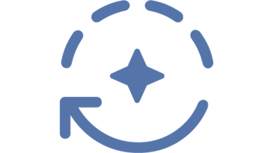Arrow and dashed line circle around a star