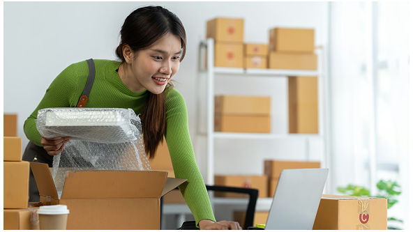person with boxes