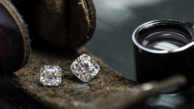 Diamonds on a leather case 