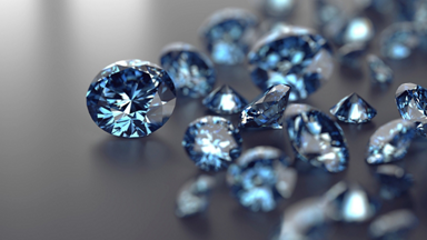 Multiple blue diamonds on gray background