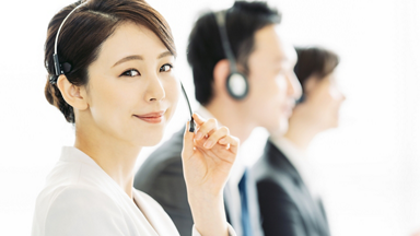 Female service representative wearing a headset