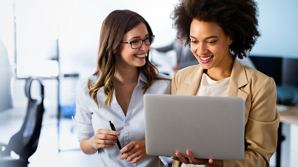 Female workers on laptop