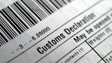 Close up of a shipping label