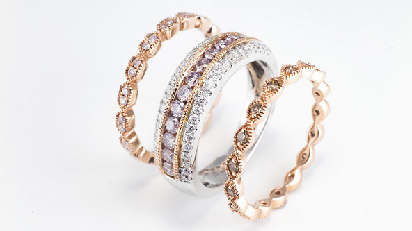 Gold, silver, and diamond rings 