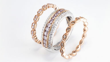 Gold, silver, and diamond rings 